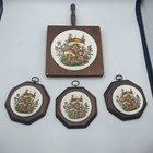  Vtg Mushroom Wall Hanging Wood Plaque Retro Cottagecore 70s Orange Brown Green