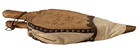 Vtg Carved Wood Floral Design Bellows Fireplace Leather suede W studs Handle