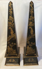 Vintage Set Of 2 Chinoiserie Obelisks  jra-6883  By J  Richard 22 X 5 Inches Euc