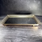 Vintage Ormolu Mirrored Vanity Tray Gold Filigree Dresser Hollywood Regency 15 