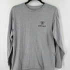 Ariat Mens Grey Long Sleeve T-shirt Graphic Logo Casual Size M