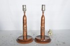 Vintage Trench Art Ww2 Artillery Shell Style Copper Table Lamp Set Of 2 12  Nice