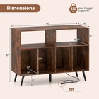 Record Player Stand W charging Station Open Shelves   Compartments Raised Legs