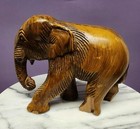 Vintage Hand Carved  Wood Elephant - 6 Inches Tall  Nice Detail 