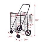 Folding Shopping Cart Jumbo Basket Grocery Laundry With Swivel Wheels Black