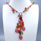 Red Glass Necklace 29   Vintage Czech Beads Women s Jewelry Art Deco Style