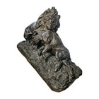 Antique French Signed Christophe Fratin Bronze Sculpture     Lion Attacking Boar 