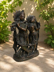 Radha Krishna Murti Solid Brass Statue Antique Finish Hindu Temple God Idol 9 