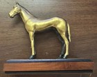 Vintage American Quarter Horse Trophy Top - Brass Metal On Wood Base Nice Patina
