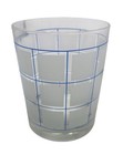 Vintage Glass Cups Set Of 4 Double Old Fashion Blue   White Square 14 Oz Nos