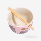 Pusheen Cat Pink Stoneware Ramen Bowl And Bamboo Chopsticks Set   New In Box
