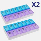 2pcs Organizer Case Medicine Weekly Pill Box Organizer Twice A Day 7 Day Ampm