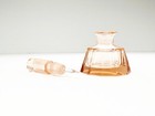 Vintage Faceted Czech Perfume Bottle With Dauber Intact Pink Peach Cut Crystal