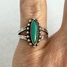 Vtg Sterling Silver 925 Southwest Style Turquoise Stamped Split Shank Ring 4 75