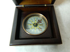Nautical Brass Compass In Wooden Box  Bb5