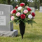 Cemetery Vase With Spike Grave Vase For Flowers Black Memorial Vase Set