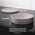 Concrete Fruit Bowl And Tray Set For Kitchen Counter - Large Decorative Bowls   