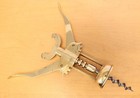 Rare Vintage 1950 s Solid  Brass Corkscrew  Unique Wing Nut Type Handle  Italy
