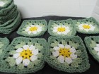 Lot Of 20 5    Crochet Granny Squares  Floral  Yellow  White  2 Shades Of Green