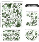 4 Piece Elegant Plant Design Shower Curtain Set With Floor Mats   Toilet Cover