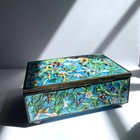 Vintage Chinese Enamel Copper Box Cigarette Blue Floral Chinoiserie Cigarette
