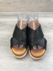 Corso Como Womens Sandal Black Leather Cross-strap 8 Wedge Heel Slip-on Shoes