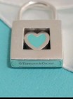 Tiffany   Co   Enamel Heart Lock  Padlock Pendant Top Only Silver 925  read     