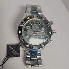 Akribos Xxiv Ak814ttb Chronograph Red Accented Dial Silvertone Black Mens Watch