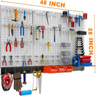 109 Pcs Pegboard Wall Organizer 48x24 In  Garage Metal Pegboard