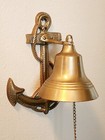 Vtg 7  Brass Nautical Boat Ship Hanging Bell Anchor Functioning Wall Decor Chain