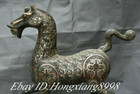 15 7  Antique Chinese Bronze Silver Ware Zodiac Year Animal Stand Horse Statue 