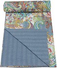 King Kantha Cotton Quilt  Sundance Catalog Throw  Reversible Indian Quilt 