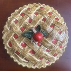 Ceramic Pie Keeper Vintage Dish With Lid Lattice Pie With Cherry On Top