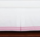 Pottery Barn Kids Baby Crib Skirt 16  Drop Harper White W  Pink Grosgrain Ribbon