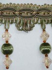 4  Classy Crystal Bead Tassel Fringe Trim Olive Green Per Yard