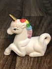 6 Vintage Unicorn Porcelain Ceramic Figurine Lot Rainbow Flower  D7