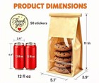 50 Pcs Bread Bags With Window  11x5 1x3 9 Inches Tin Tie Bakery Bags - Paper