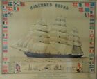 Sailing Ship Homeward Bound  Thames Mission Sailor Care  Antique Original