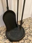 Antique Early 1900 s Black Wrought Iron Fireplace Tools   Stand