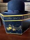 Vintage 1930s Dobbs Black Bowler Hat   Original Box Fifth Avenue New York 7 3 4