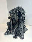 Fantasy Dragon Figurine On Iron Throne Statue  Black silver