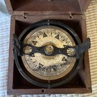 Vintage Brass Marine Pelorus Gimbaled Ship Compass W  Folding Sight Vanes   Box