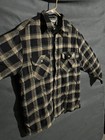 Vtg David Taylor Black Beige Plaid Sherpa Lined Shirt Jacket Men s Medium 
