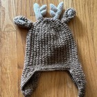 Andes Gifts Sz 4-6 Acrylic alpaca Crocheted Deer Earflap Hat Antlers Brown