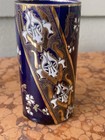 Antique Luneville French Cobalt Blue   Enamelled Chinoserie Vases  1920 s 
