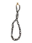 Vintage African Trade Beads Black White Batik Pattern Glass Necklace 20  Tribal