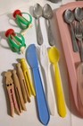 Lot Of 60  Vintage Childs Play Kitchen Dishes Cups Plates Bottles Misc