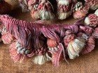 Antique French Handmade Lace Trim With Red pink Tassel Fringe    104  Lenght