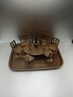  Vintage Miniature Brass Dining Room Set  Table   4 Chairs   4 Cups   Jug  