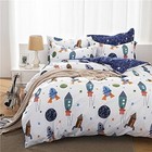 Twin Size Kids Bedding Set 100  Cotton Boys Space Galaxy Bedding Set 3-piece Duv